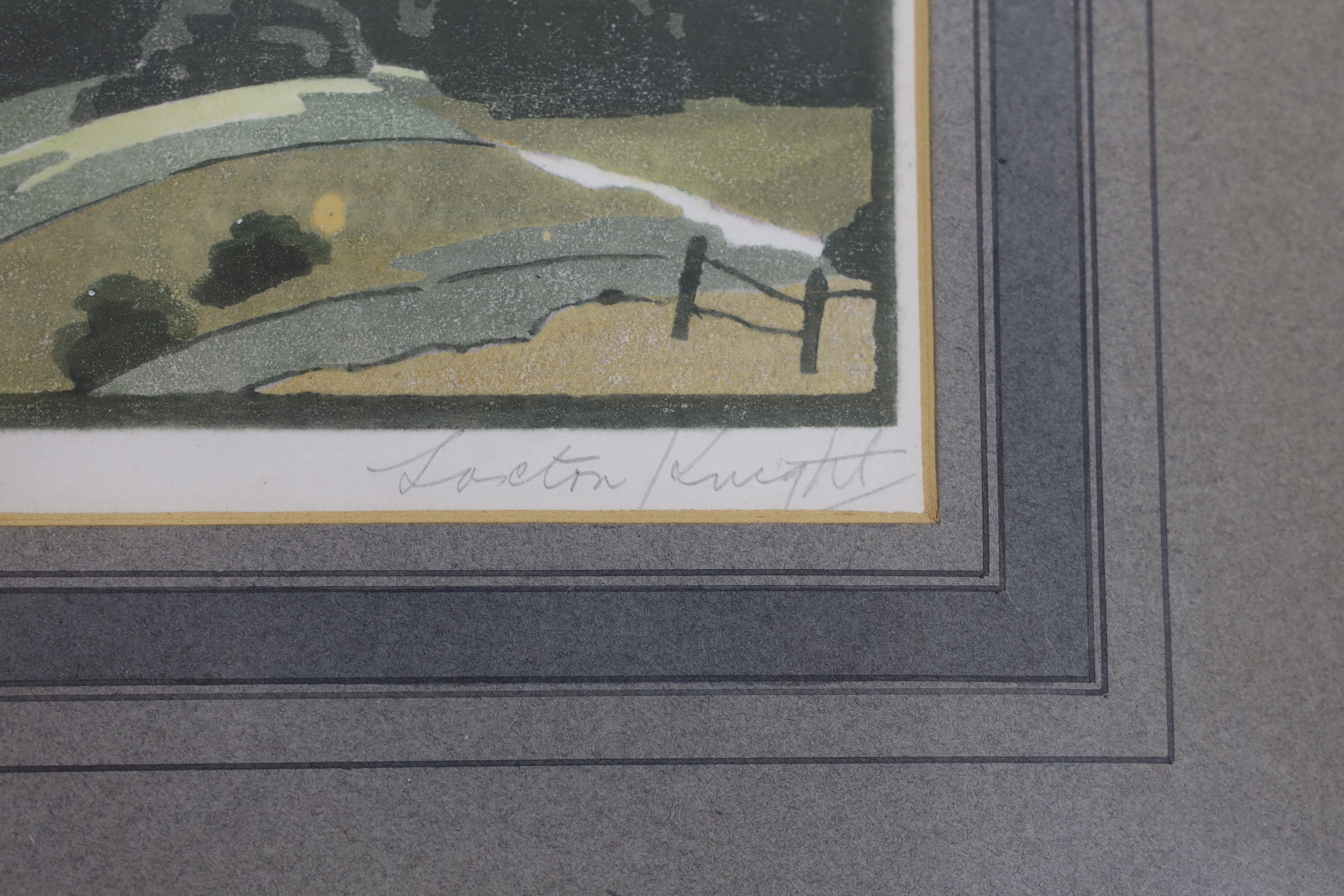 Edward Loxton-Knight (1905-1993), woodblock print, 'The Vale of Pewsey', signed in pencil, 1/35, 19 x 28cm